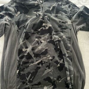 Men’s fleece 3/4 zip grey camo plaice med